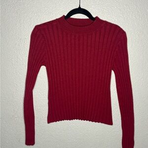 Lulu's Burgundy Ribbed Crew Neck Sweater